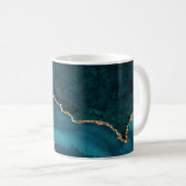 Türkis - Aquamarin und Gold Agate Kaffeetasse (VorderseiteRechts)