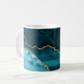 Türkis - Aquamarin und Gold Agate Kaffeetasse (Vorderseite Links)