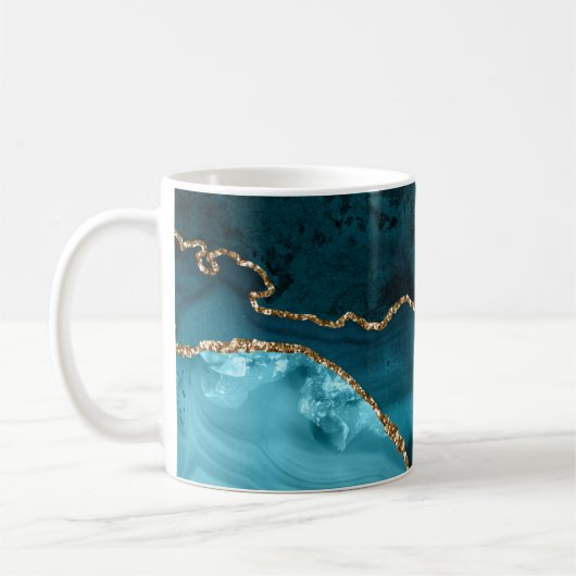 Türkis - Aquamarin und Gold Agate Kaffeetasse (Links)