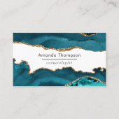 Türkis - Aquamarin und Gold Geode Agate Stone Visitenkarte (Vorderseite)
