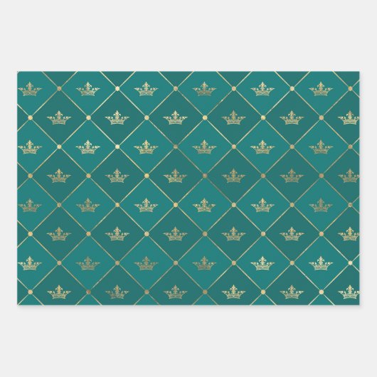 Türkis - Aquamarin und Gold Paris Themed Geschenkpapier Set (Vorderseite 3)