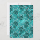 Türkis - Aquamarine Schwarz- und Silberblume Save The Date (Rückseite)