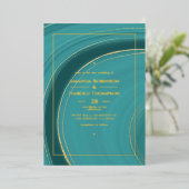 Türkis - Aquamariner und goldener Hochzeitsfoilina Folieneinladung (Stehend vorne)