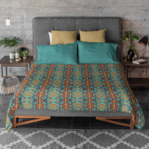 Türkis Aquamarines Aqua Blue Orange Tribal Art