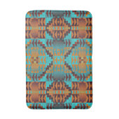 Türkis Aquamarines Aqua Blue Orange Tribal Art Badematte (Vorderseite Vertikal)
