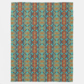 Türkis Aquamarines Aqua Blue Orange Tribal Art Fleecedecke (Vorderseite)