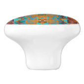 Türkis Aquamarines Aqua Blue Orange Tribal Art Keramikknauf (Seitenansicht)
