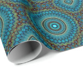 Türkis Aquamarines Green Round Mandala Art Star Geschenkpapier (Rolleneckpunkt)