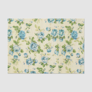 Türkis, aquamarines, mit BlumenVintages, Seidenpapier
