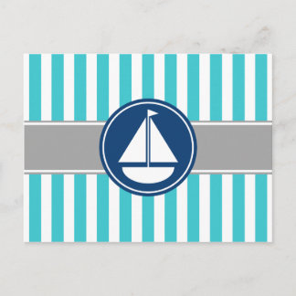 Türkis Aquamarines Wasserschiff Stripes Postkarte
