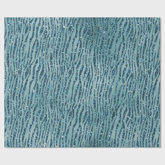 Türkis Aquamarines Zebra Print Glitzer Geschenkpapier (Flach)