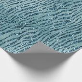 Türkis Aquamarines Zebra Print Glitzer Geschenkpapier (Ecke)