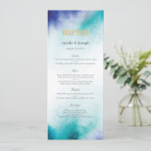 Türkis-Aquarell Menü-oder Programm-Karte Menükarte (Stehend Vorderseite)