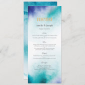 Türkis-Aquarell Menü-oder Programm-Karte Menükarte (Vorne/Hinten)