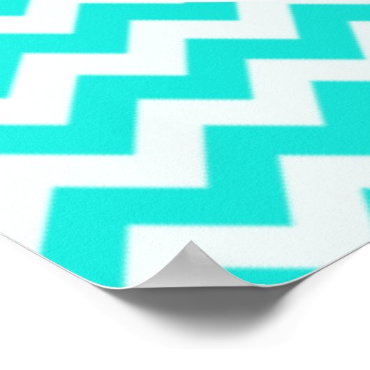 Türkis, Aquarellfarbe Zickzack; Reittiere Poster (Ecke)