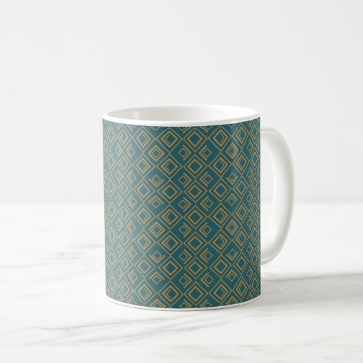 Türkis Art Déco Kaffeetasse (VorderseiteRechts)