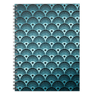 Türkis, Art Deco, Vintage, schön, Muster, süß, b Notizblock