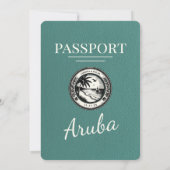 Türkis Aruba Pass Einladung Hochzeit (Rückseite)