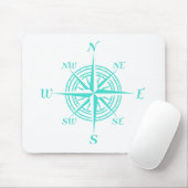 Türkis auf der Rose des weißen Kompasses Mousepad (Mit Mouse)