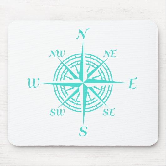 Türkis auf der Rose des weißen Kompasses Mousepad (Vorne)