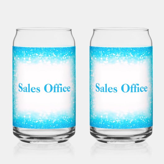 Türkis auf Weiß, Monogramm - Glitzer | Dosenglas (Rückseite)