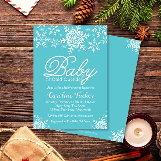 Türkis Baby mit kalter Außendusche Einladung