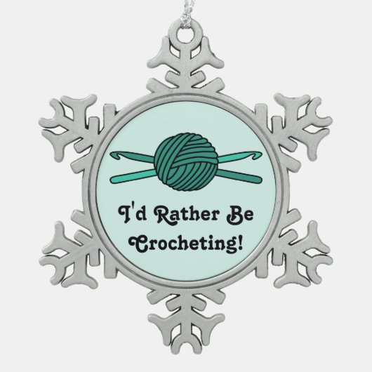 Türkis-Ball der Garn-u. Häkelarbeit-Haken Schneeflocken Zinn-Ornament (Vorderseite)