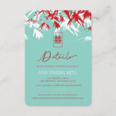 Türkis Bamboo Blätter Chinesisch Hochzeit Detailsd Begleitkarte (Vorderseite)