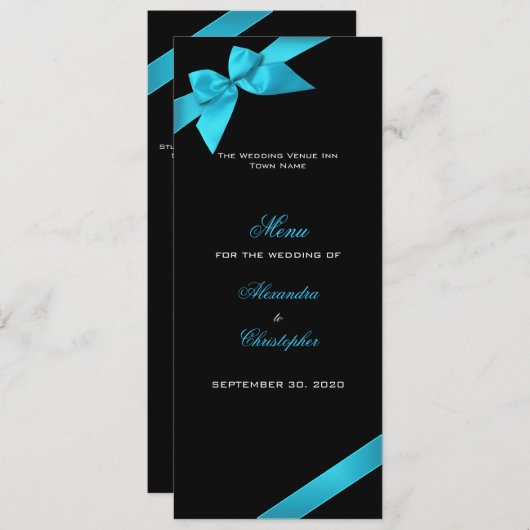 Türkis-Band-Hochzeits-Menü Menükarte (Vorne/Hinten)