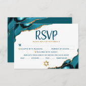 Türkis Bar Mitzvah Agate Script Bold modern RSVP Karte (Vorne/Hinten)