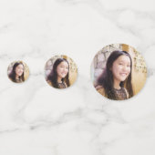 Türkis Bat Mitzvah Foto Gold Script Aquarell Konfetti (Vorderseiten)