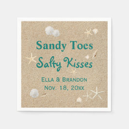 Türkis Beach Sandy Toes Salty Kisses Wedding Serviette