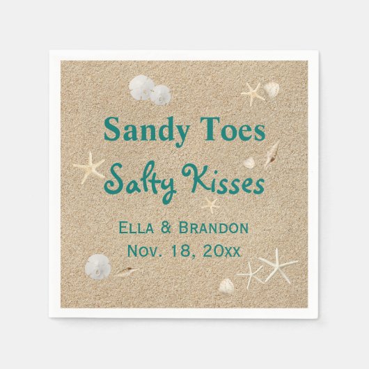 Türkis Beach Sandy Toes Salty Kisses Wedding Serviette (Vorderseite)