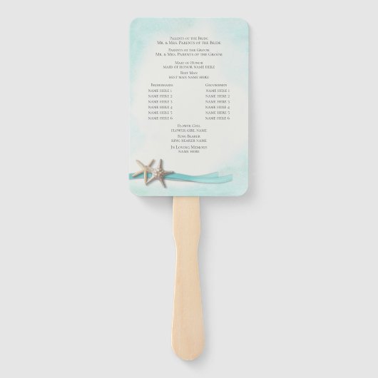 Türkis Beach Starfish Hochzeitsprogramm Fächer (Rückseite)