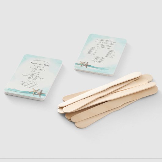 Türkis Beach Starfish Hochzeitsprogramm Fächer (Non-assembled)