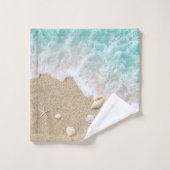 Türkis Beach Waves Badhandtuch Set (Waschlappen)