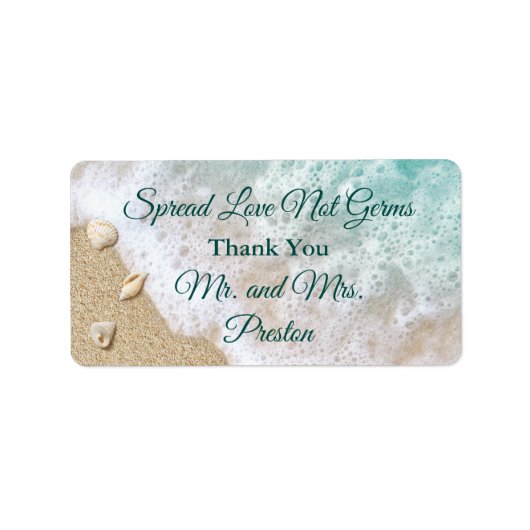 Türkis Beach Waves Spread Liebe Hand Sanitizer Adressaufkleber (Vorne)