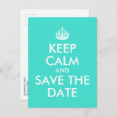 Türkis Behalten Ruhe und Save the Date Ankündigungspostkarte (Vorne/Hinten)