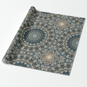 Türkis-beiges Mandala-Musterdesign Geschenkpapier