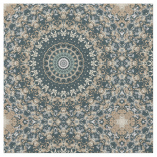 Türkis-beiges Mandala-Musterdesign Stoff