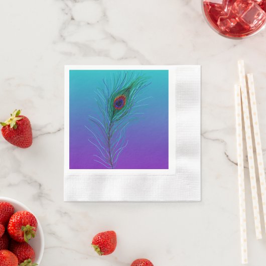 Türkis bis Lila Pfauenfederhalter Serviette (Beispiel)