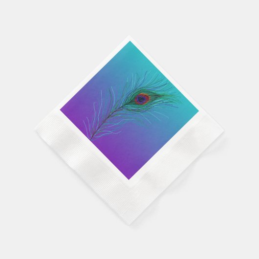 Türkis bis Lila Pfauenfederhalter Serviette (Ecke)
