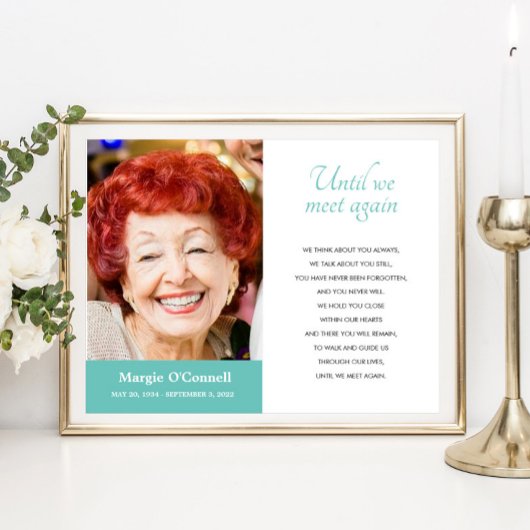 Türkis bis wir wieder Beerdigung Gedicht Foto Poster