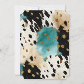 Türkis Black Cream Gold Western Cowgirl Cowhide Einladung (Rückseite)