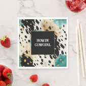 Türkis Black Cream Gold Western Cowgirl Cowhide Serviette (Beispiel)