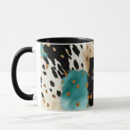 Türkis Black Cream Gold Western Cowgirl Cowhide Tasse