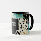 Türkis Black Cream Gold Western Cowgirl Cowhide Tasse (VorderseiteRechts)