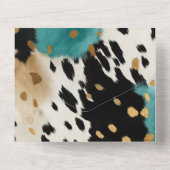 Türkis Black Cream Gold Western Cowhide All In One Einladung (Rückseite)