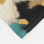 Türkis Black Cream Gold Western Cowhide Fleecedecke (Ecke)