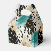 Türkis Black Cream Gold Western Cowhide Geschenkschachtel (Rückseite)